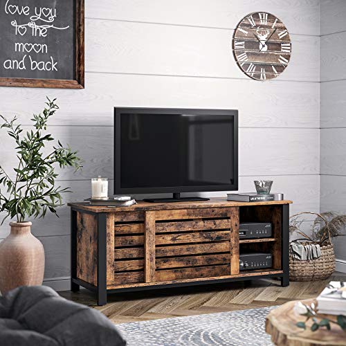 marketing Schaduw Incubus Industriële tv-meubel met lamellen schuifdeur - DesignmeubelsNL